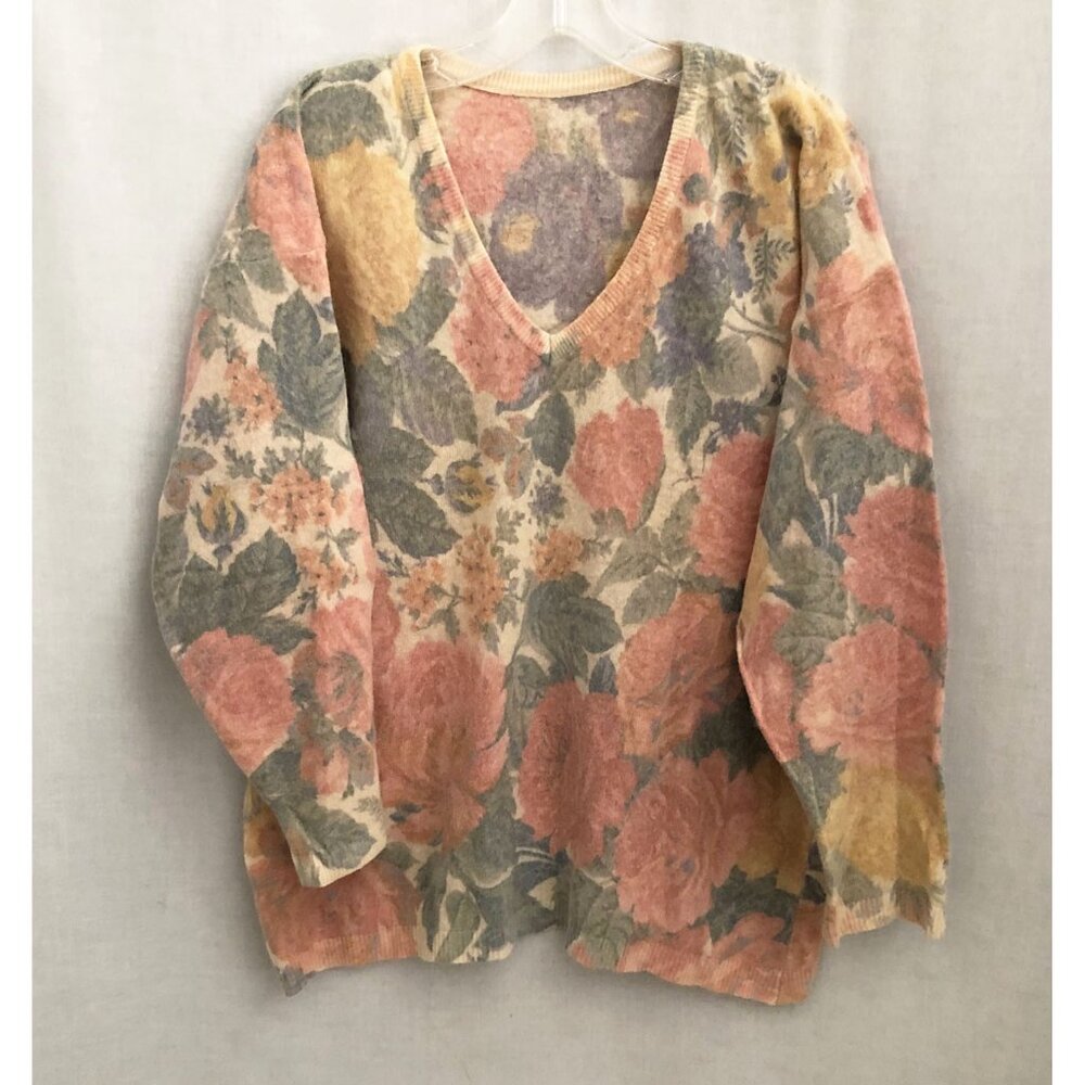 VTG 90s Express Tricot Lambswool Angora Sweater Medium Oversized